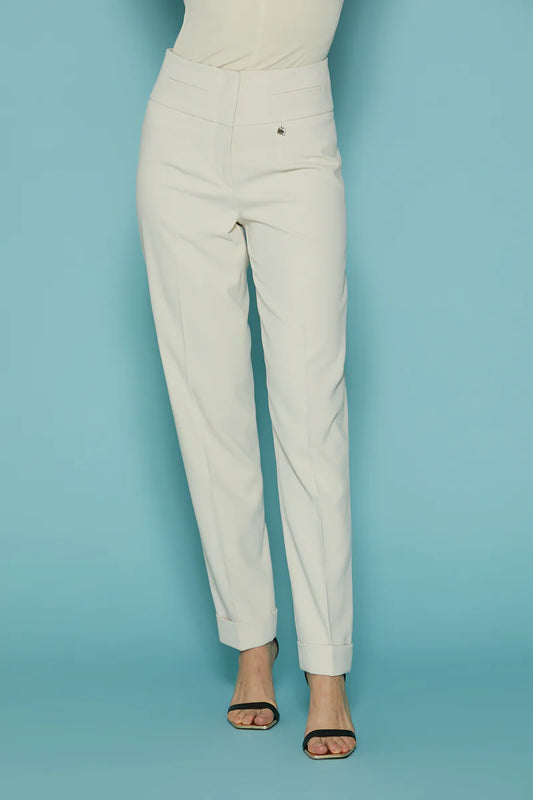 Pantalon taille haute ELIO avec revers et filet
