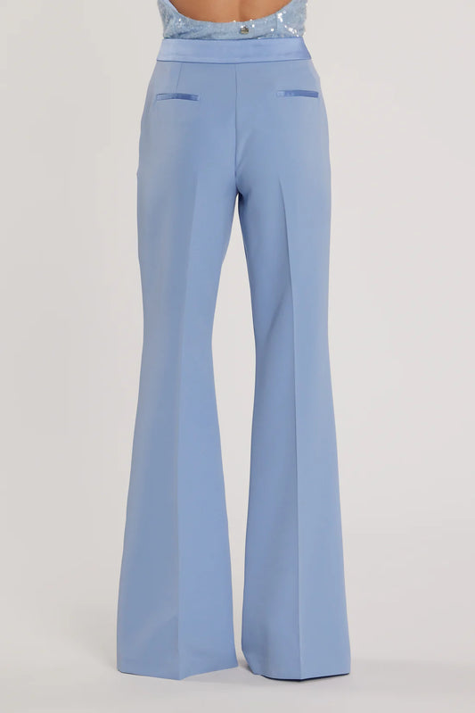 Relish BARRINGTON Pantalone vita alta a zampa con inserti in raso
