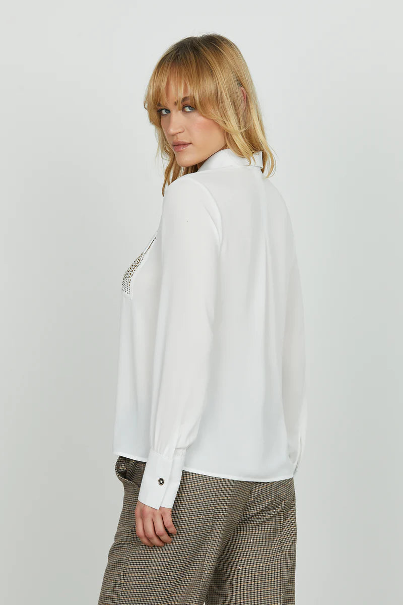 Camicia JUWELL manica lunga con tasche con strass più borchie più patte RELISH