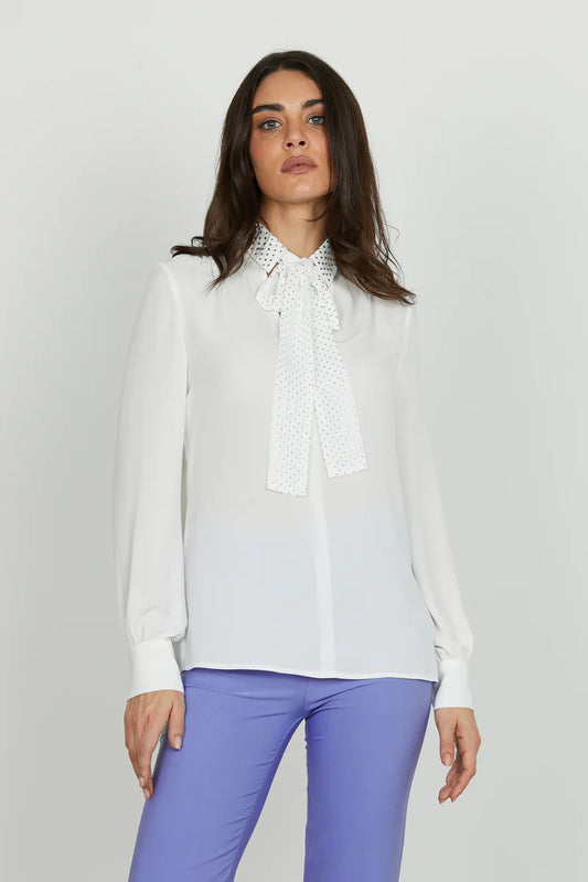 TUCSONAS long sleeve blouse with collar and sash with RELISH rhinestones