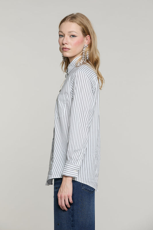 Camicia MANACORA manica lunga con tasca più copribottoni gioiello righe