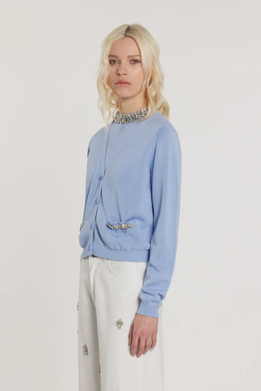 Relish AUDREN Cardigan maniche lunghe scollo a V con bottoni più tasche più applicazioni gioiello