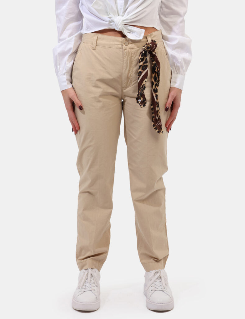 Guess pantaloni in cotone CANDIS colore beige W4GB04 WG4NB