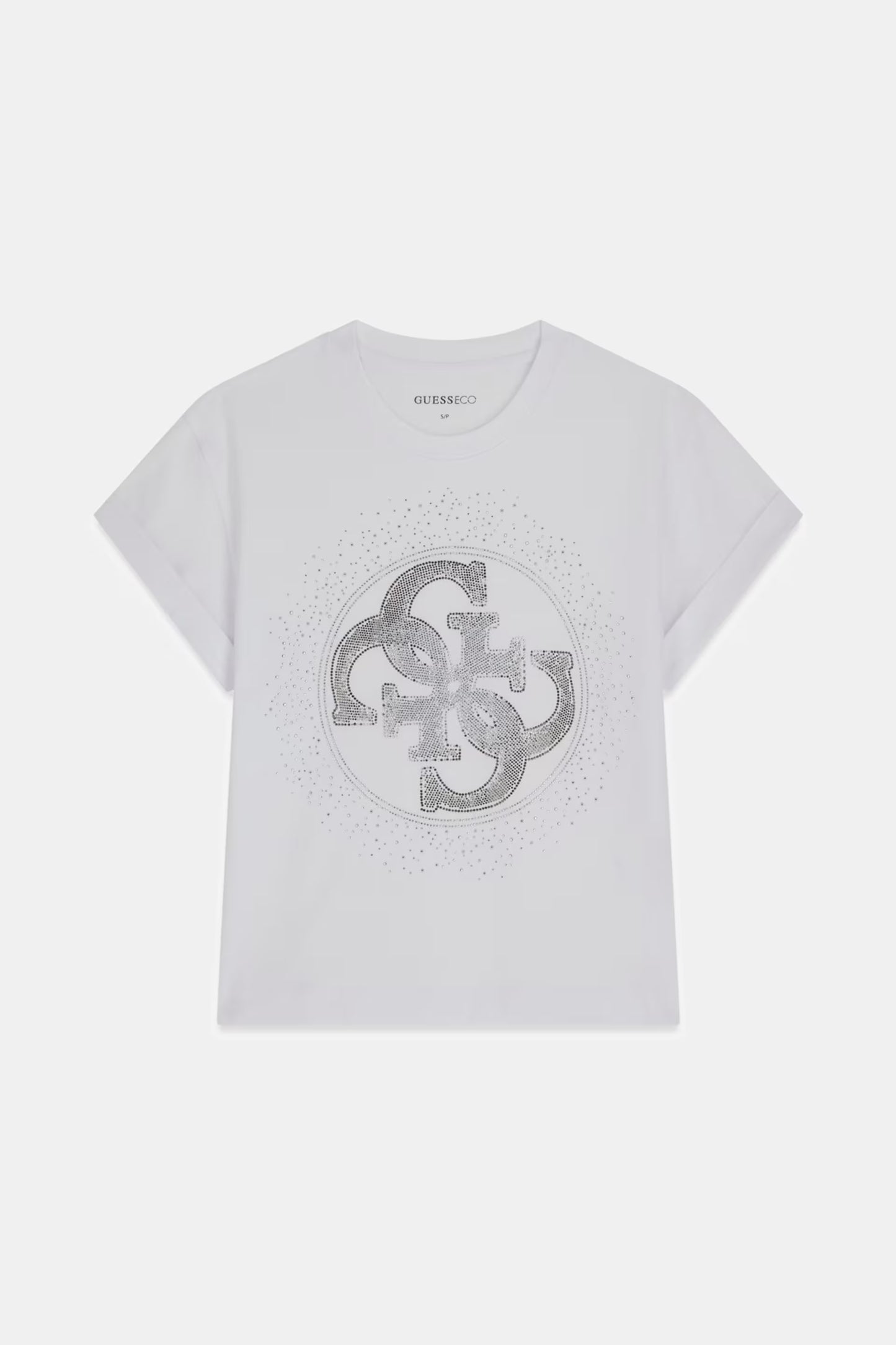 Guess W6YI18K4331 T-shirt con logo di strass