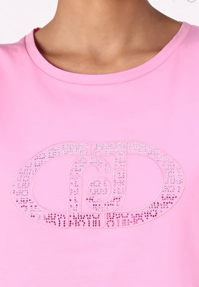 T-shirt con logo e strass LIUJO articolo TA5173JS003M9294