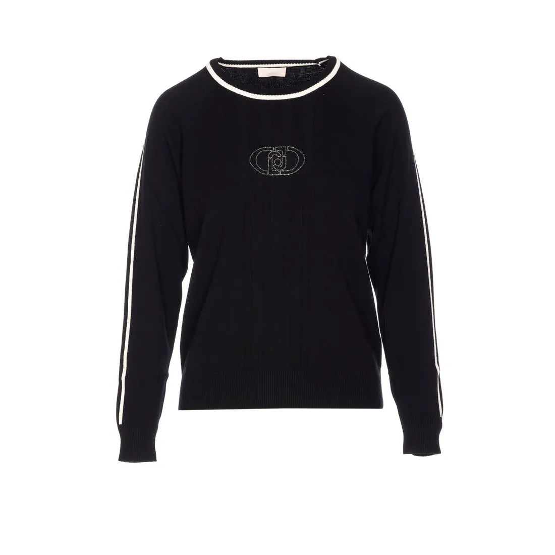 Maglia LIUJO Articolo TF5078M63L COLORE NERO\BIANCO LOGO STRASS