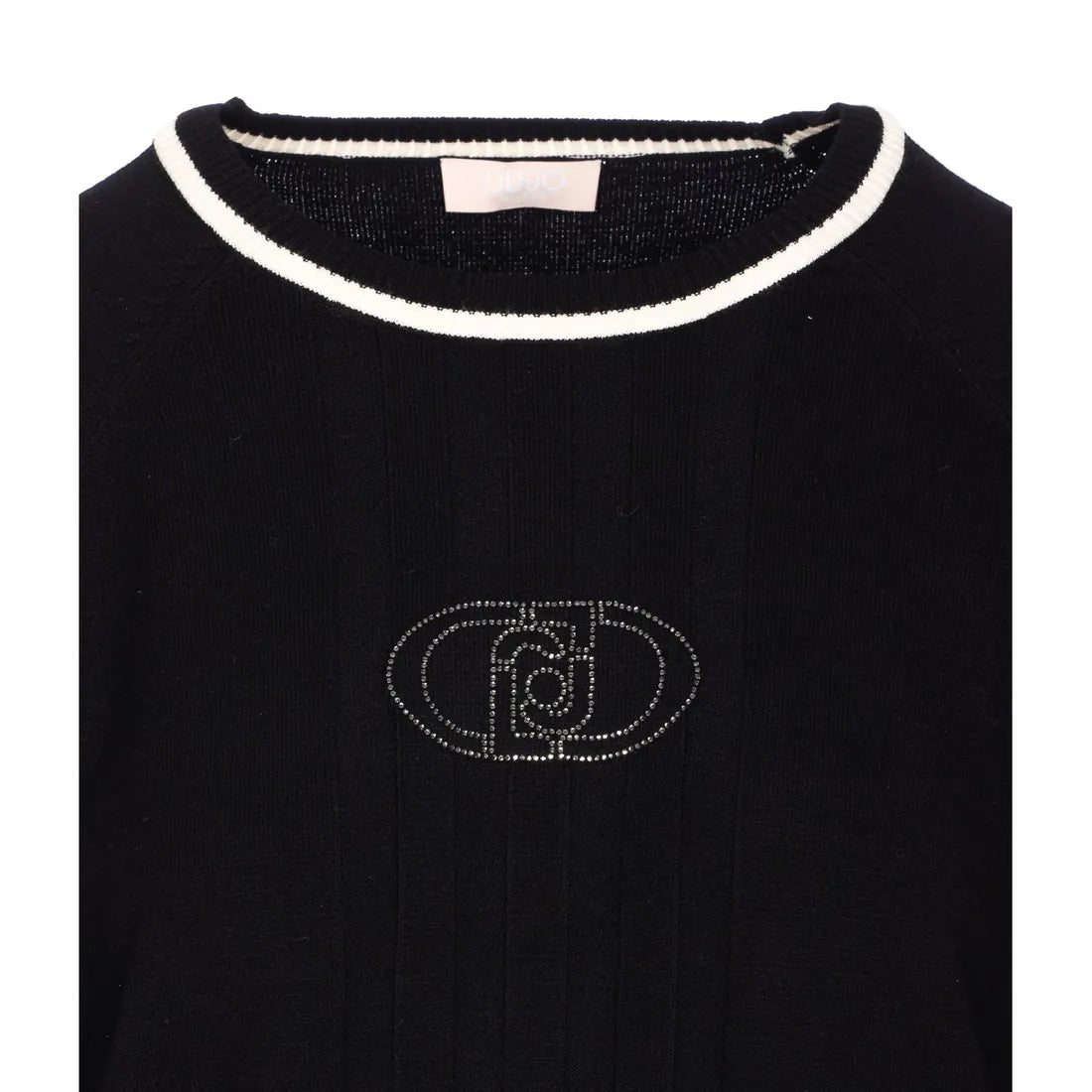 Maglia LIUJO Articolo TF5078M63L COLORE NERO\BIANCO LOGO STRASS