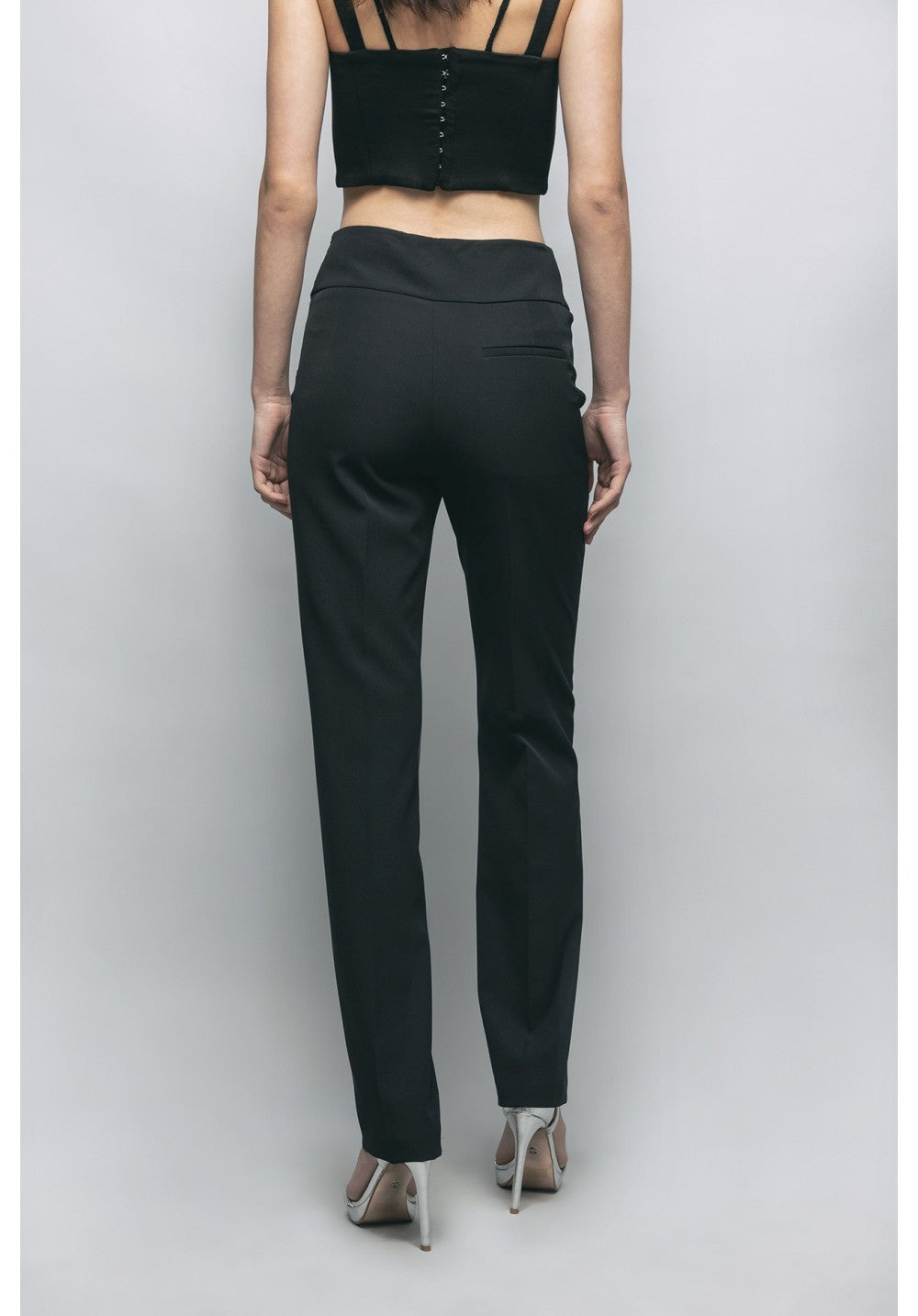 PANTALONE A SIGARETTA IN CADY CON PENDAGLIO LOGO - GBDP16090 - GAELLE PARIS