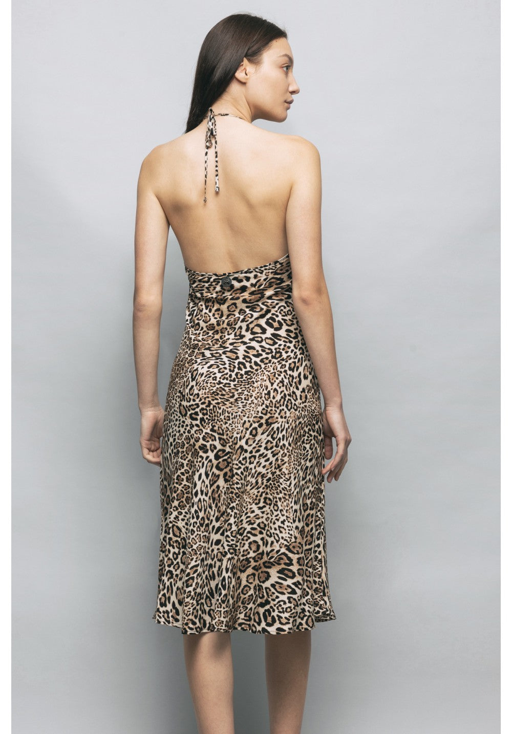 Midi dress in viscose with neckline on the back Gaelle GBDP16571