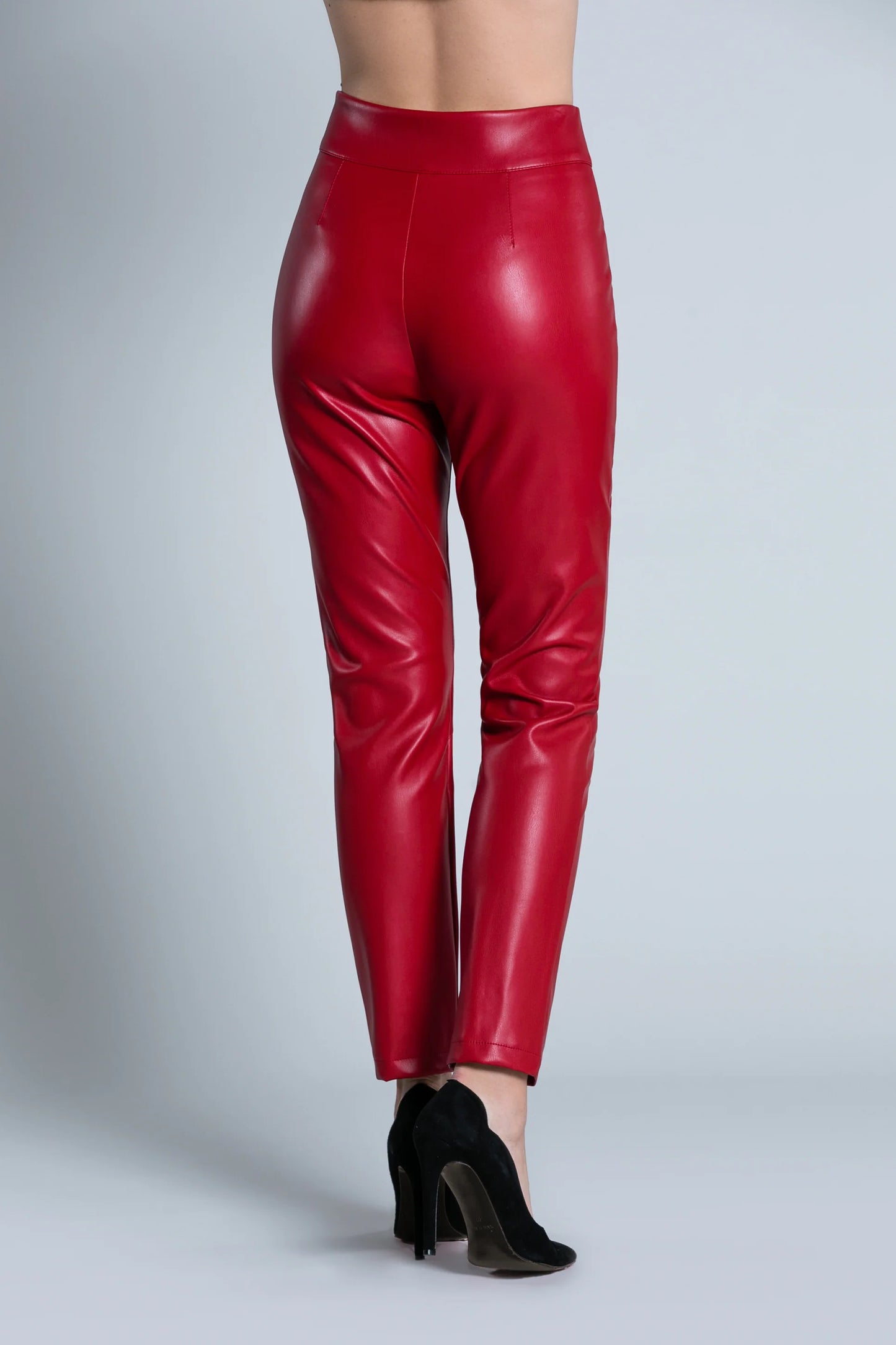 PAMPIU trousers with eco-leather cut inserts