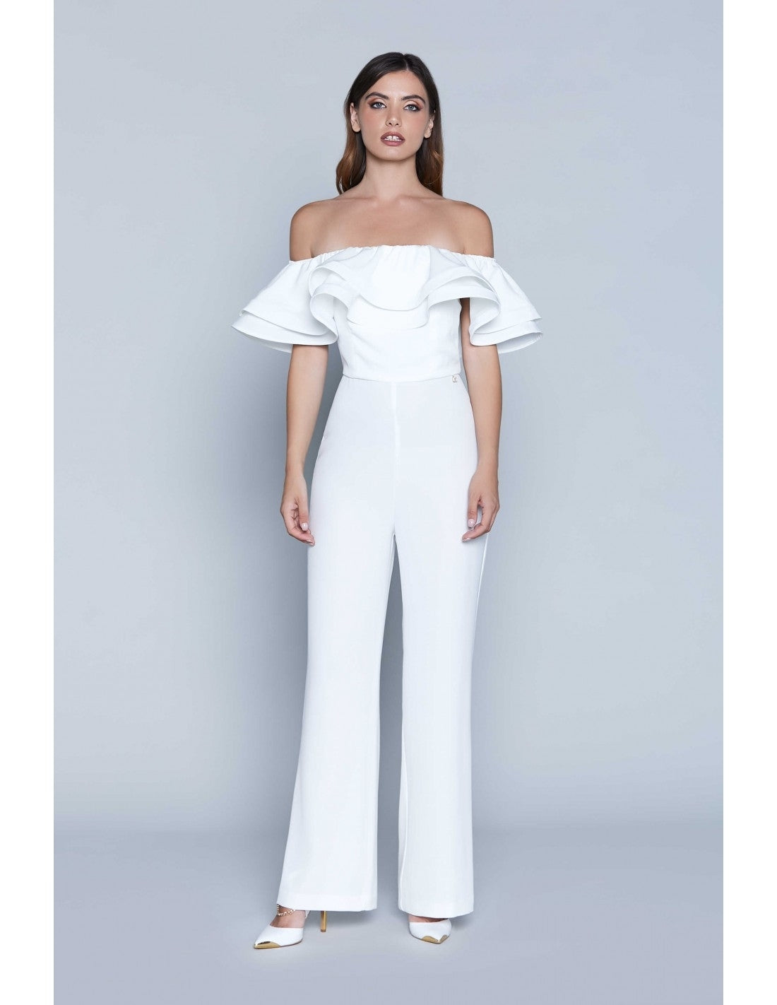 WONDERFUL Relish jumpsuit long M/M boat neckline w/rouches RCP2207006004