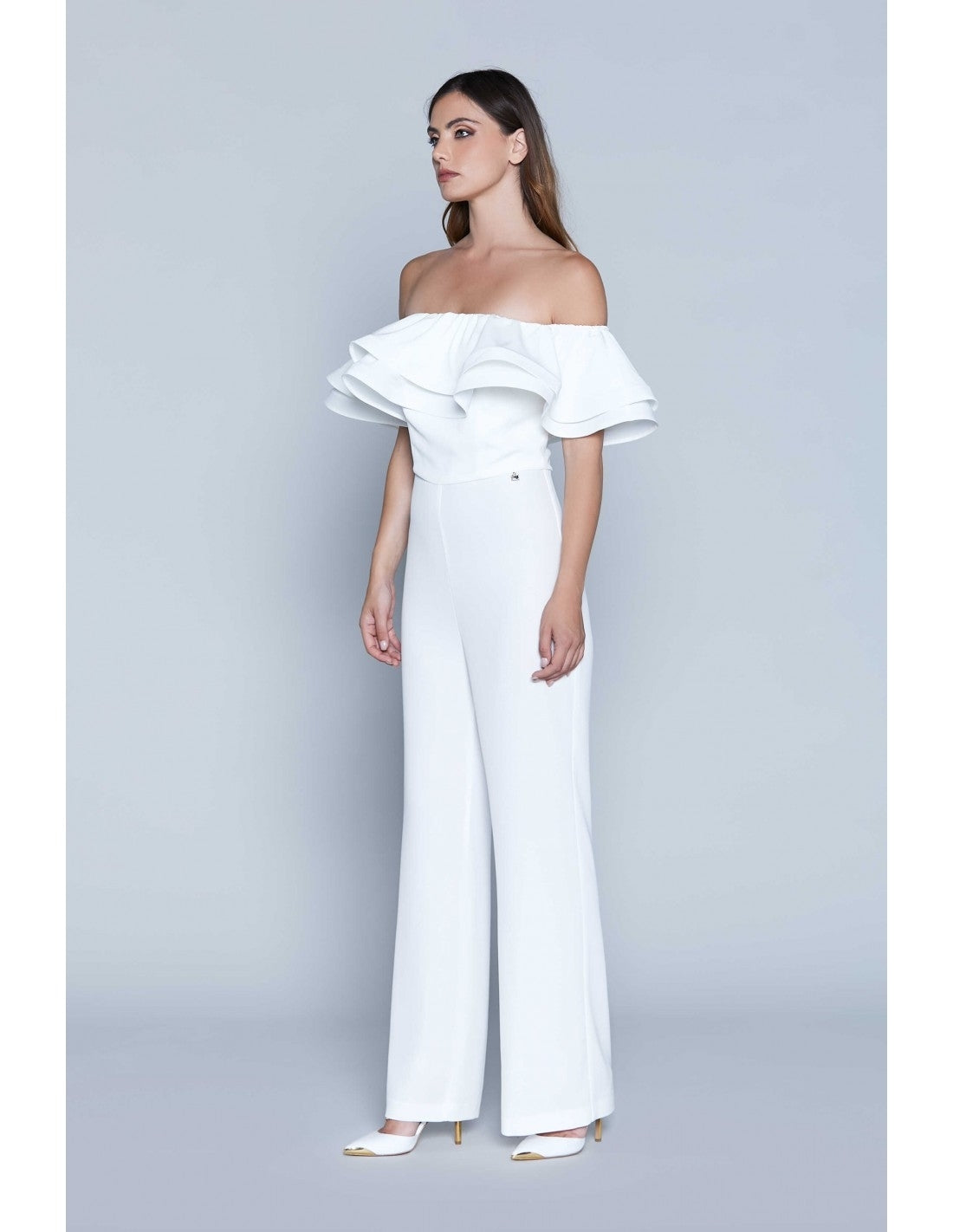 WONDERFUL Relish jumpsuit long M/M boat neckline w/rouches RCP2207006004