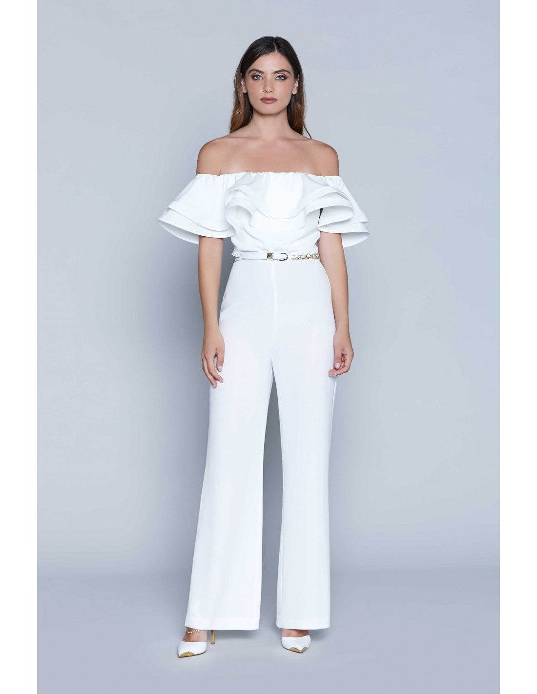 WONDERFUL Relish jumpsuit long M/M boat neckline w/rouches RCP2207006004