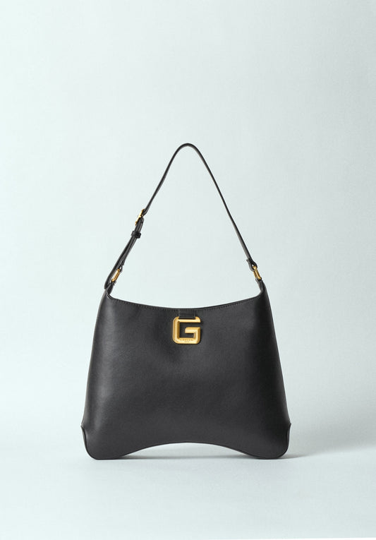 Maxi Shoulder Strap In Black Faux Leather - Gaëlle Paris item: GBADP4693-V1