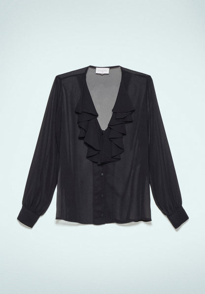 Black Chiffon Blouse - Gaëlle Paris article GBDP18741-V2