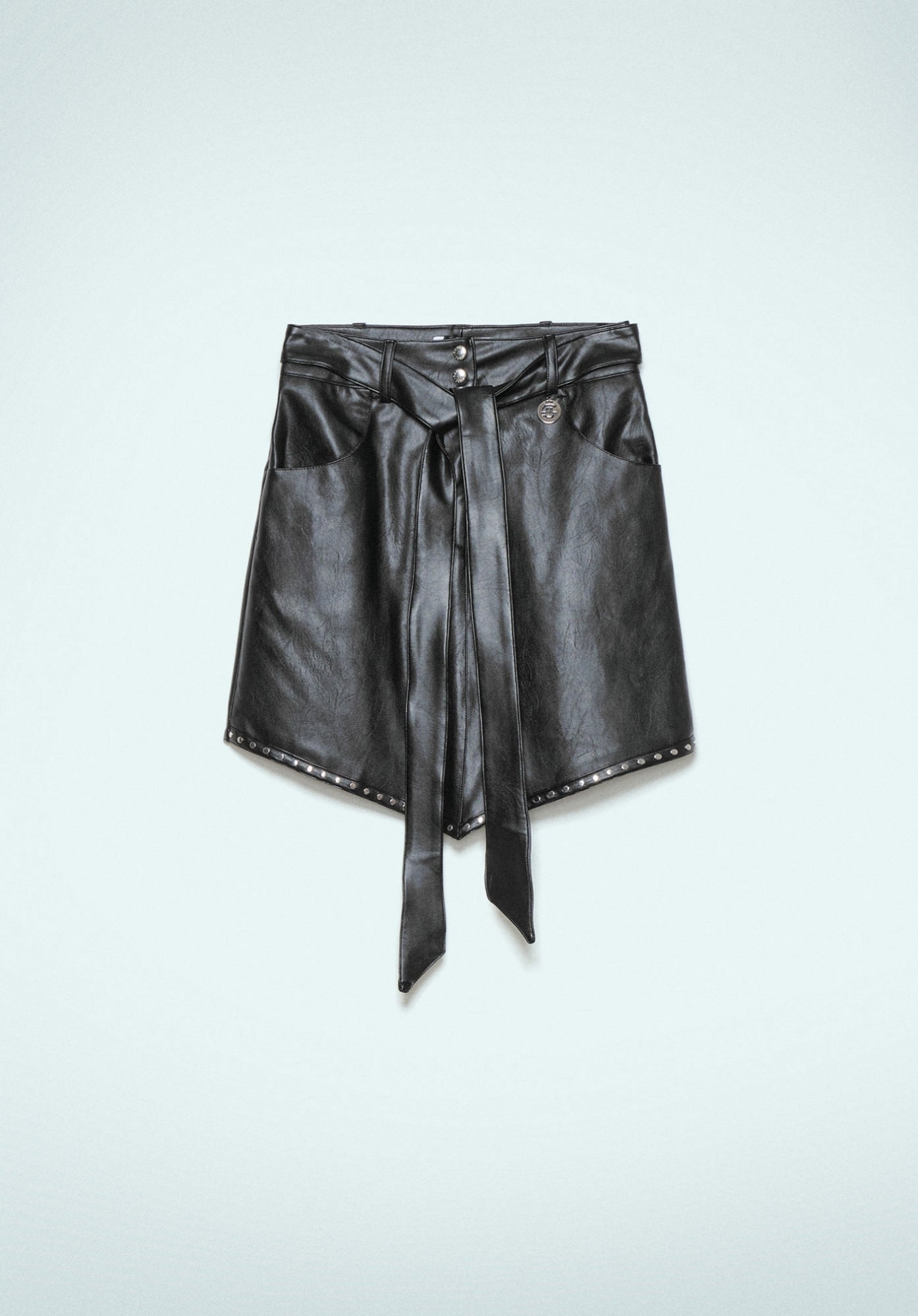 Black Faux Leather Skirt - Gaëlle Paris item GBDP18755-V1