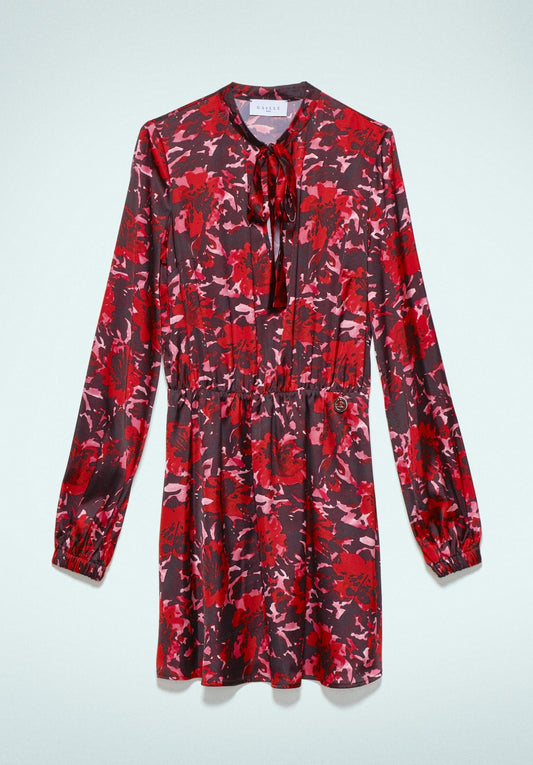 Red Multicolor Polyester Short Dress - Gaëlle Paris SKU: GBDP18714-V1