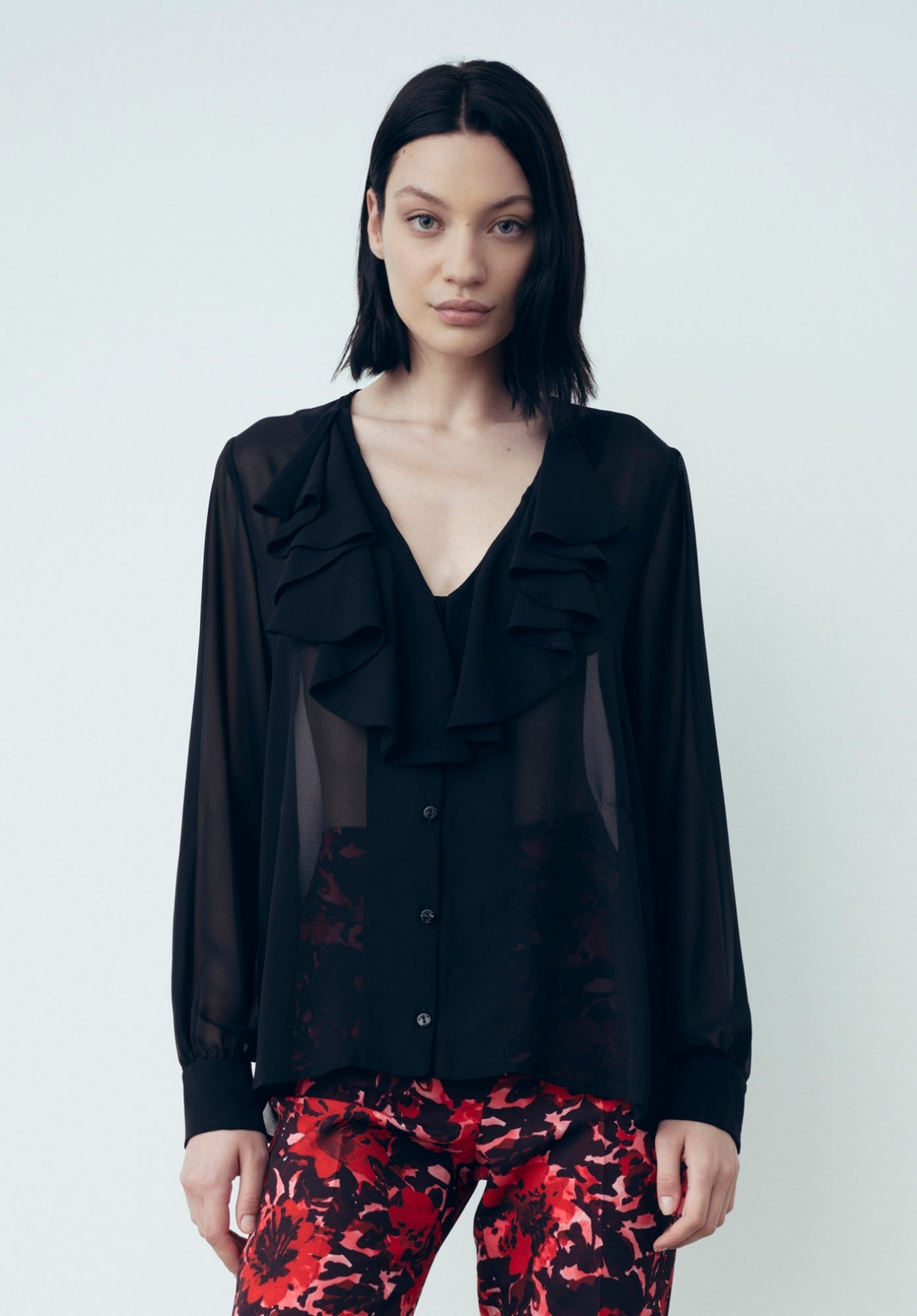 Black Chiffon Blouse - Gaëlle Paris article GBDP18741-V2