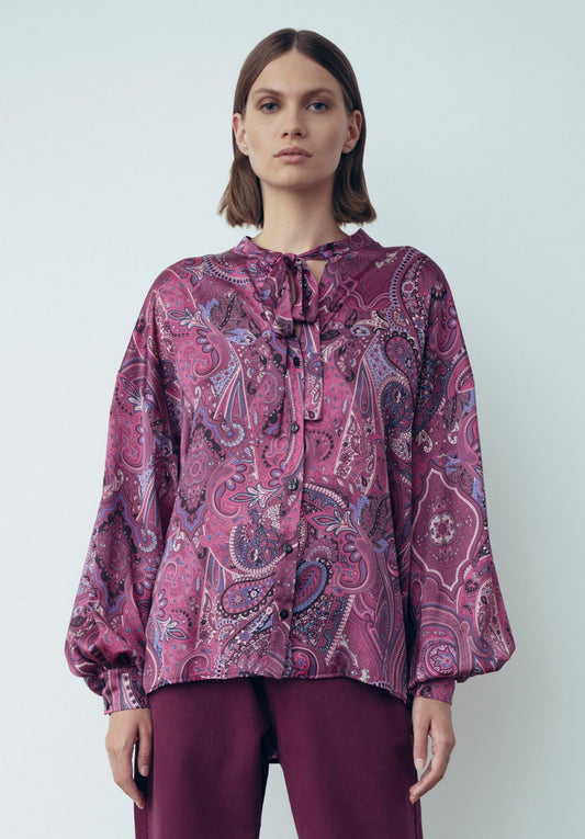 Camicia Con Collo A Pistagnina In Raso Multicolor Viola - Gaëlle Paris articolo GBDP18860-