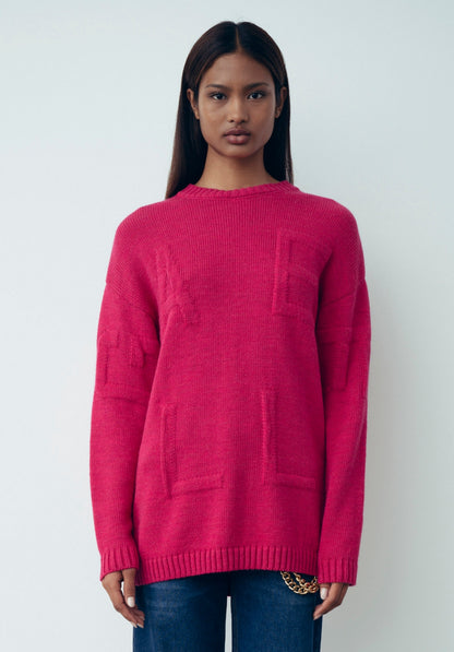 Fuchsia Knitted Pullover - Gaëlle Paris SKU: GBDP19525-V1