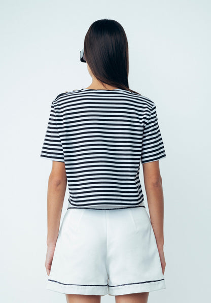 T Shirt Crop Bianco-Nero - Gaëlle Paris ARTICOLO  GAABW00608