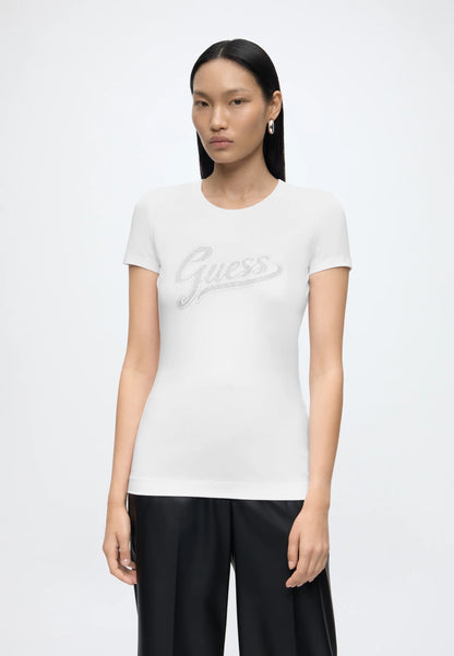 Guess W6YI21K4337 SS CN GLITTER LOGO TEE - T-shirt con stampa