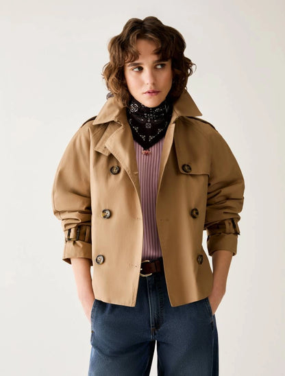 Cropped trench in gabardine - CAMMELLO PENNY BLACK  PBBQUIETE