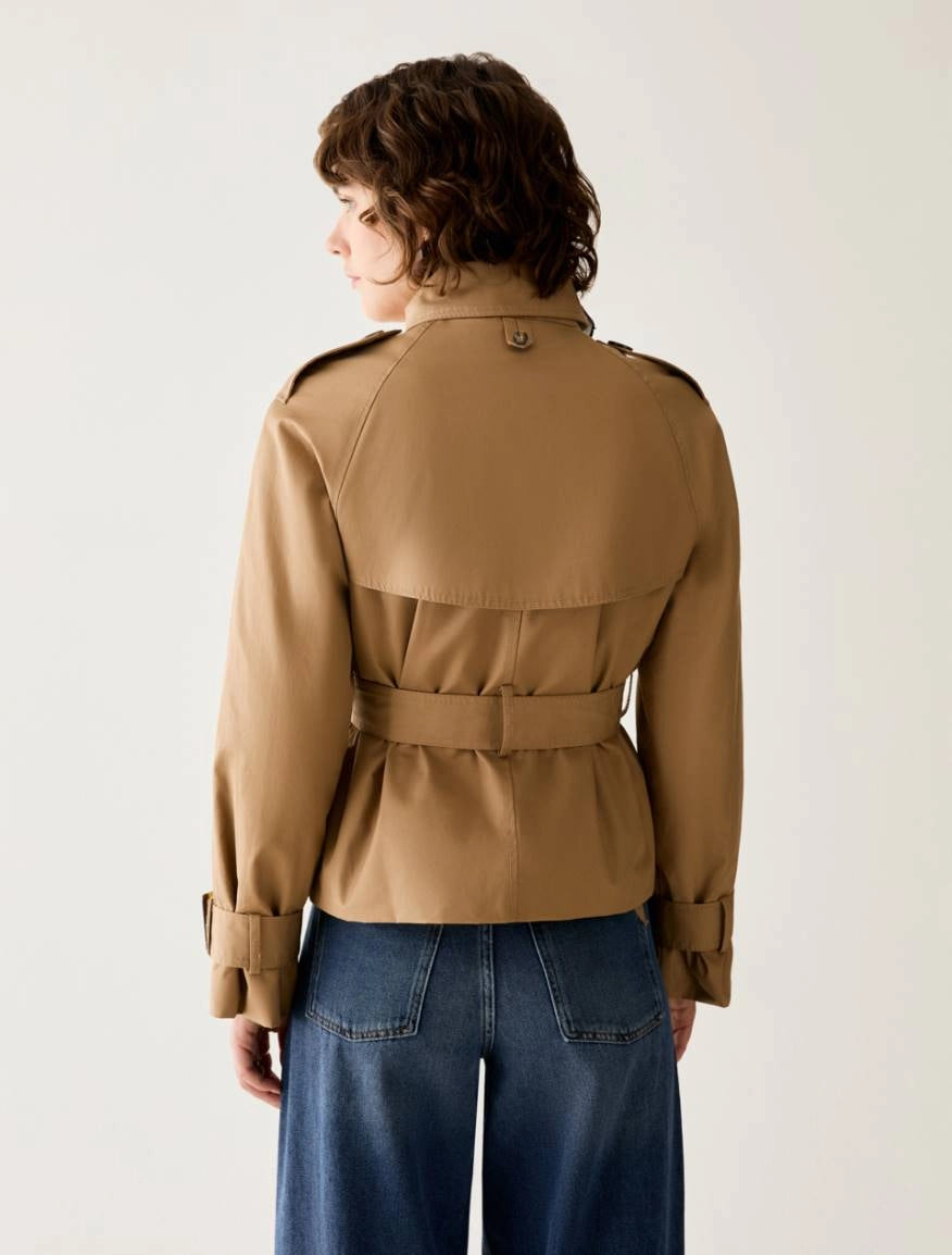 Cropped trench in gabardine - CAMMELLO PENNY BLACK  PBBQUIETE
