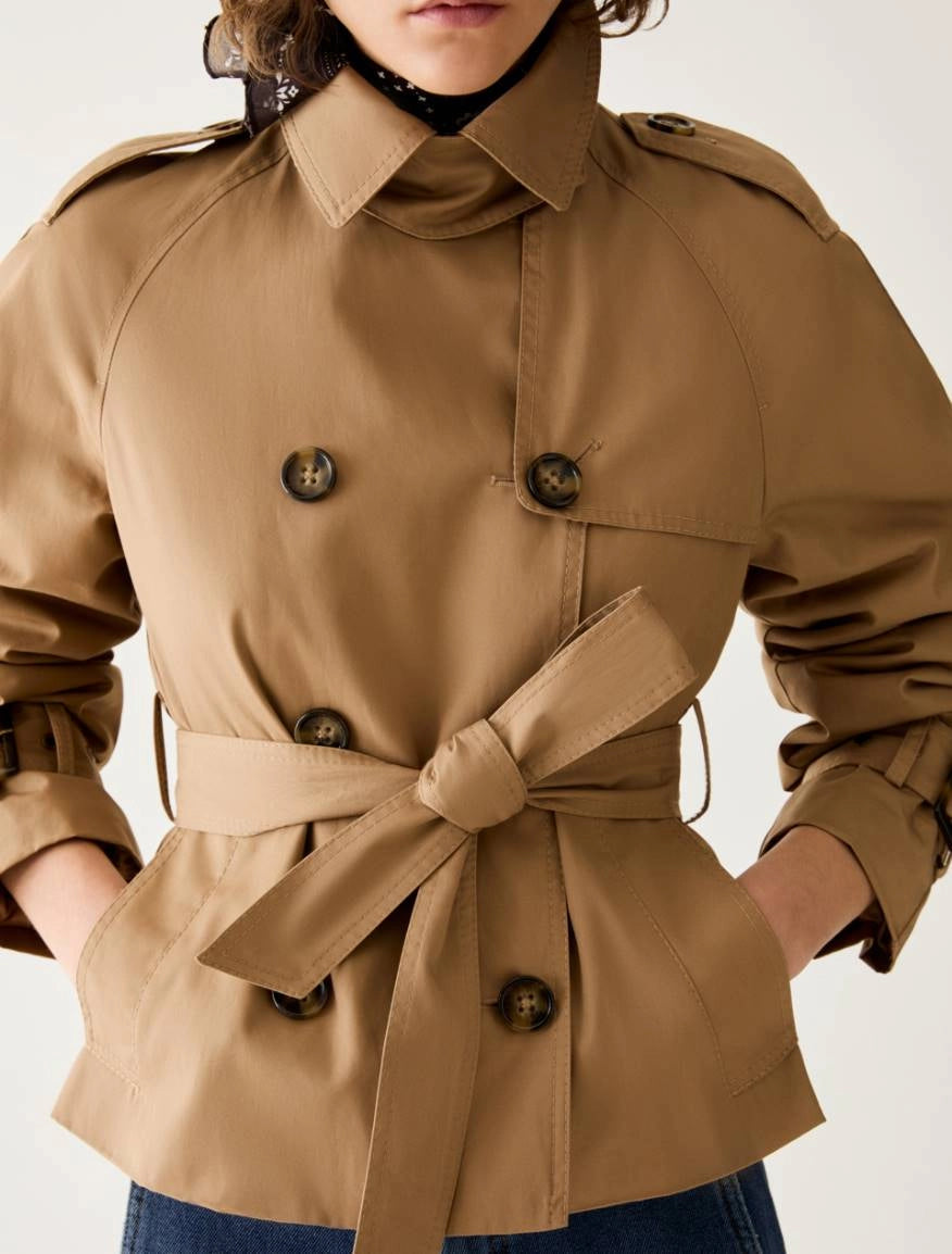 Cropped trench in gabardine - CAMMELLO PENNY BLACK  PBBQUIETE