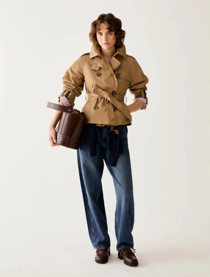 Cropped trench in gabardine - CAMMELLO PENNY BLACK  PBBQUIETE