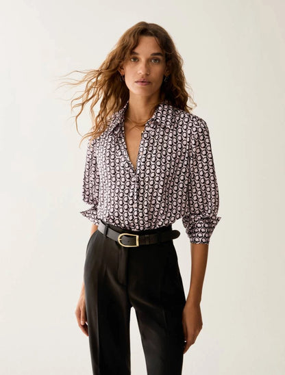 Camicia in raso a fantasia - BIANCO E AZZURRA PENNY BLACK PBBRECENTE