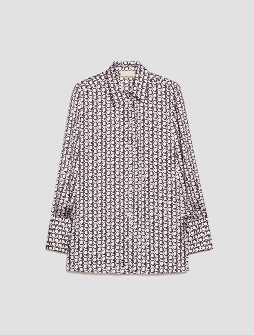 Camicia in raso a fantasia - BIANCO E AZZURRA PENNY BLACK PBBRECENTE