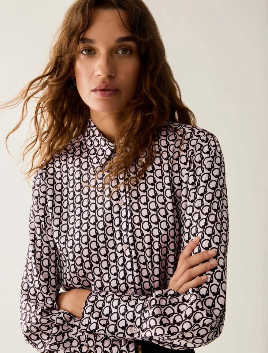 Camicia in raso a fantasia - BIANCO E AZZURRA PENNY BLACK PBBRECENTE