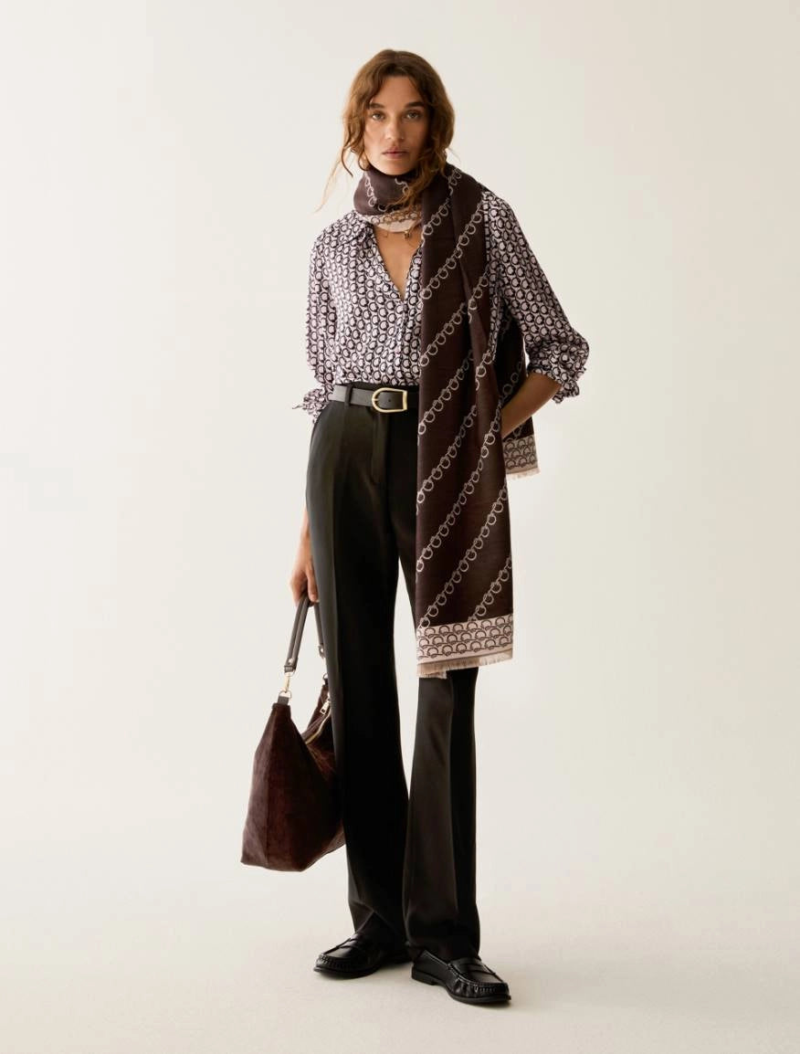Camicia in raso a fantasia - BIANCO E AZZURRA PENNY BLACK PBBRECENTE