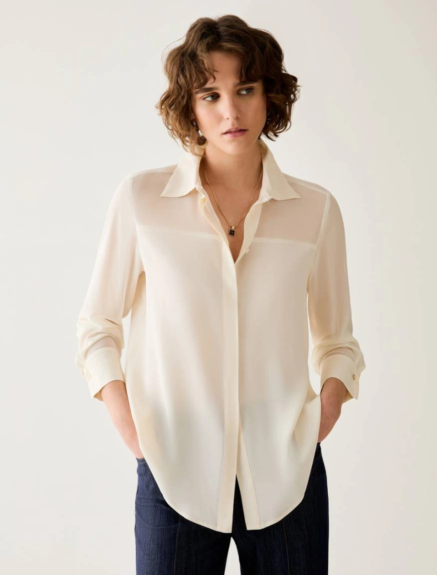 Camicia in mix di materiali - AVORIO PENNY BLACK  PBPMODICO
