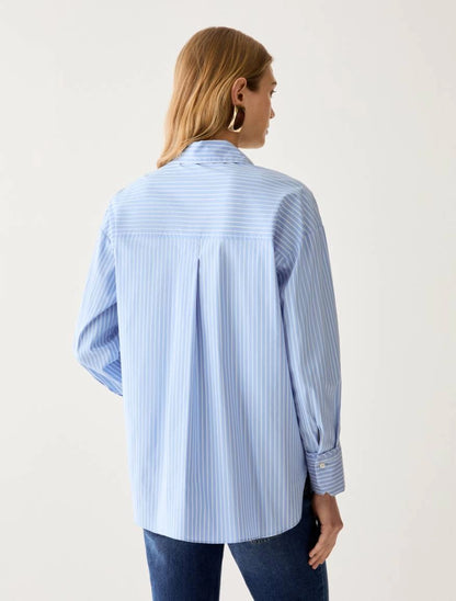 Camicia oversize in popeline - AZZURRO PENNY BLACK PBBAFFINE