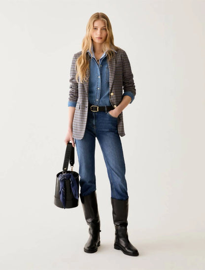 Camicia oversize in popeline - AZZURRO PENNY BLACK PBBAFFINE