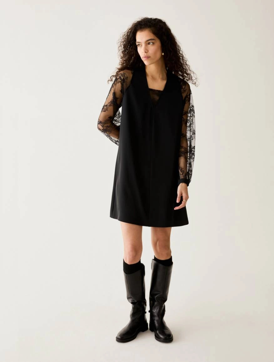 Tunic dress in twill e pizzo - NERO Nome prodotto:  PBPCOLIMBO PENNY BLACK