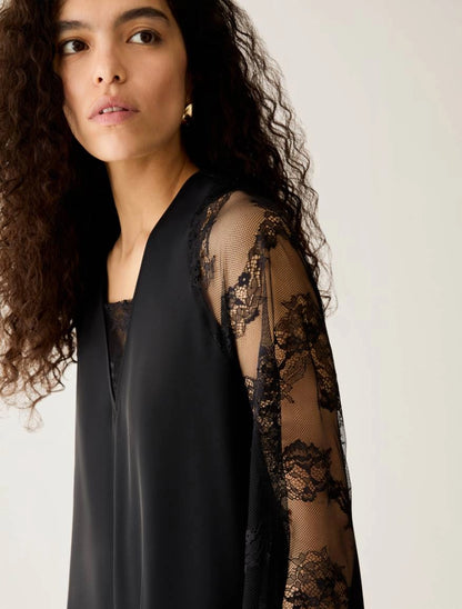 Tunic dress in twill e pizzo - NERO Nome prodotto:  PBPCOLIMBO PENNY BLACK