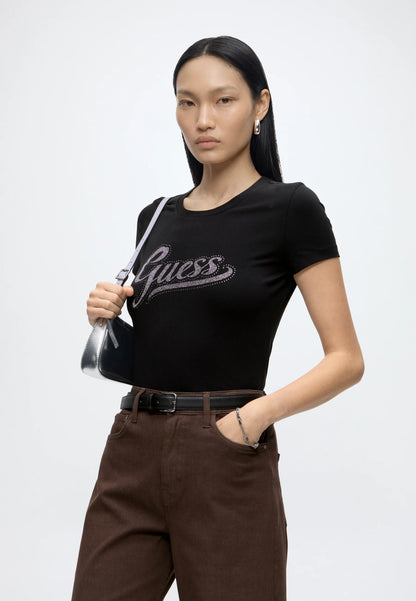 Guess W6YI21K4337 SS CN GLITTER LOGO TEE - T-shirt con stampa