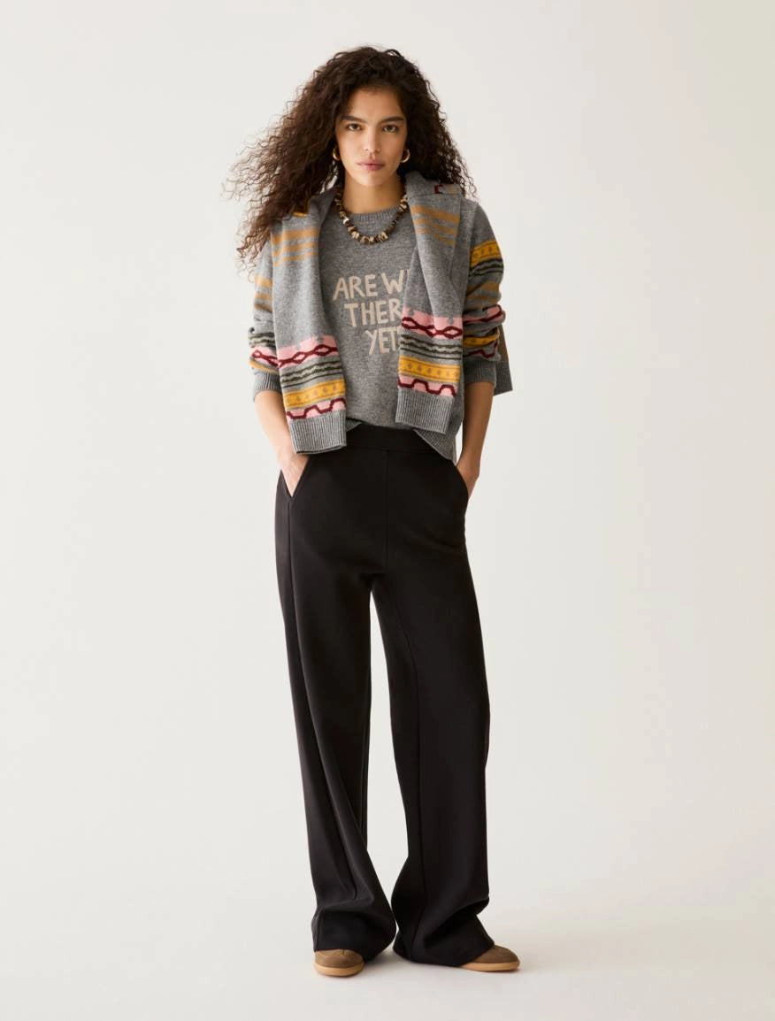 Pantaloni ampi in jersey piqué - NERO PENNY BLACK PBJPASTE