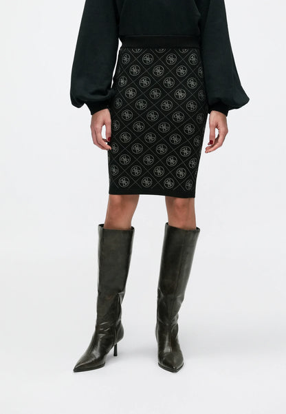 Guess RHINESTONES SKIRT - Pencil skirt - jet black 
