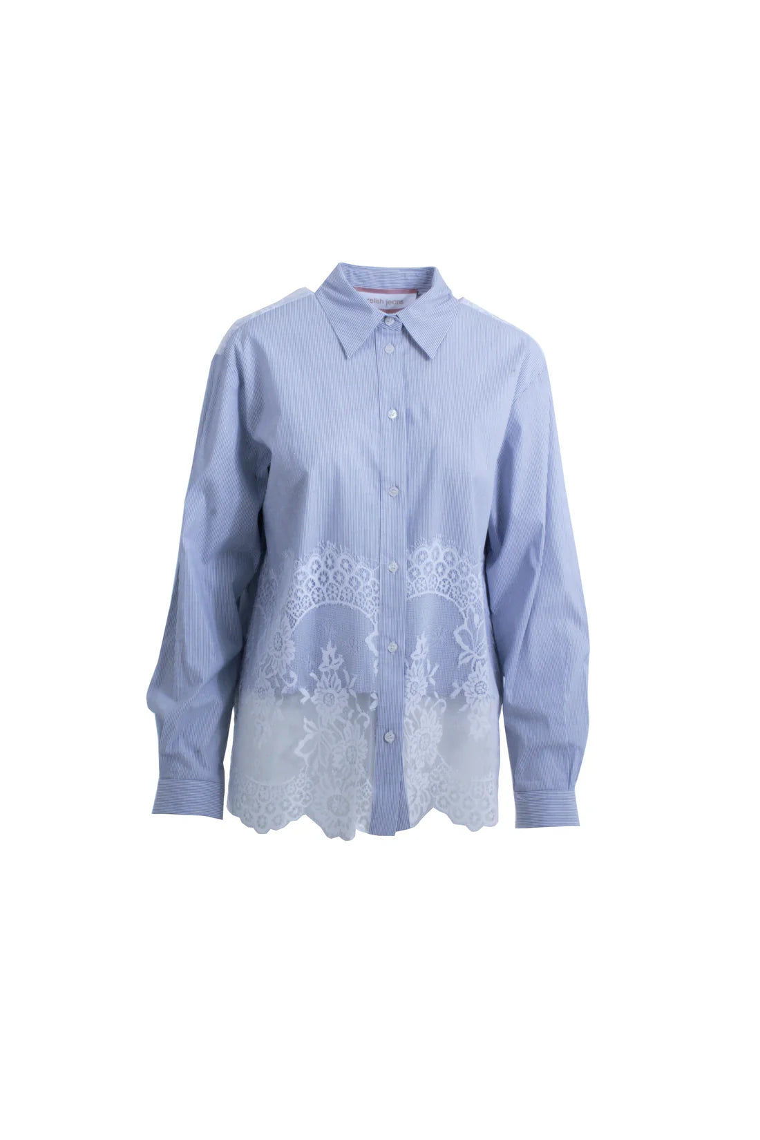 Relish Camicia THERON maniche lunghe con inserti pizzo sulle spalle più fondo righe