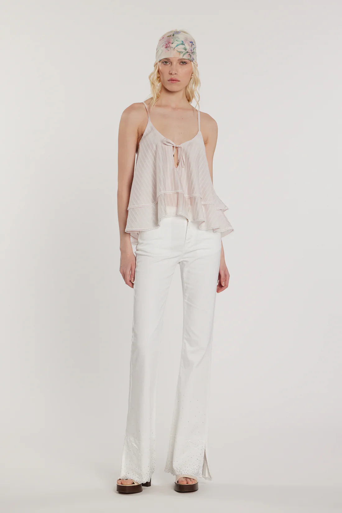 Relish Pantalone SCHIFFERONE_10 vita media cinque tasche con applicazioni più pizzo più spacco laterale flaire fit bull