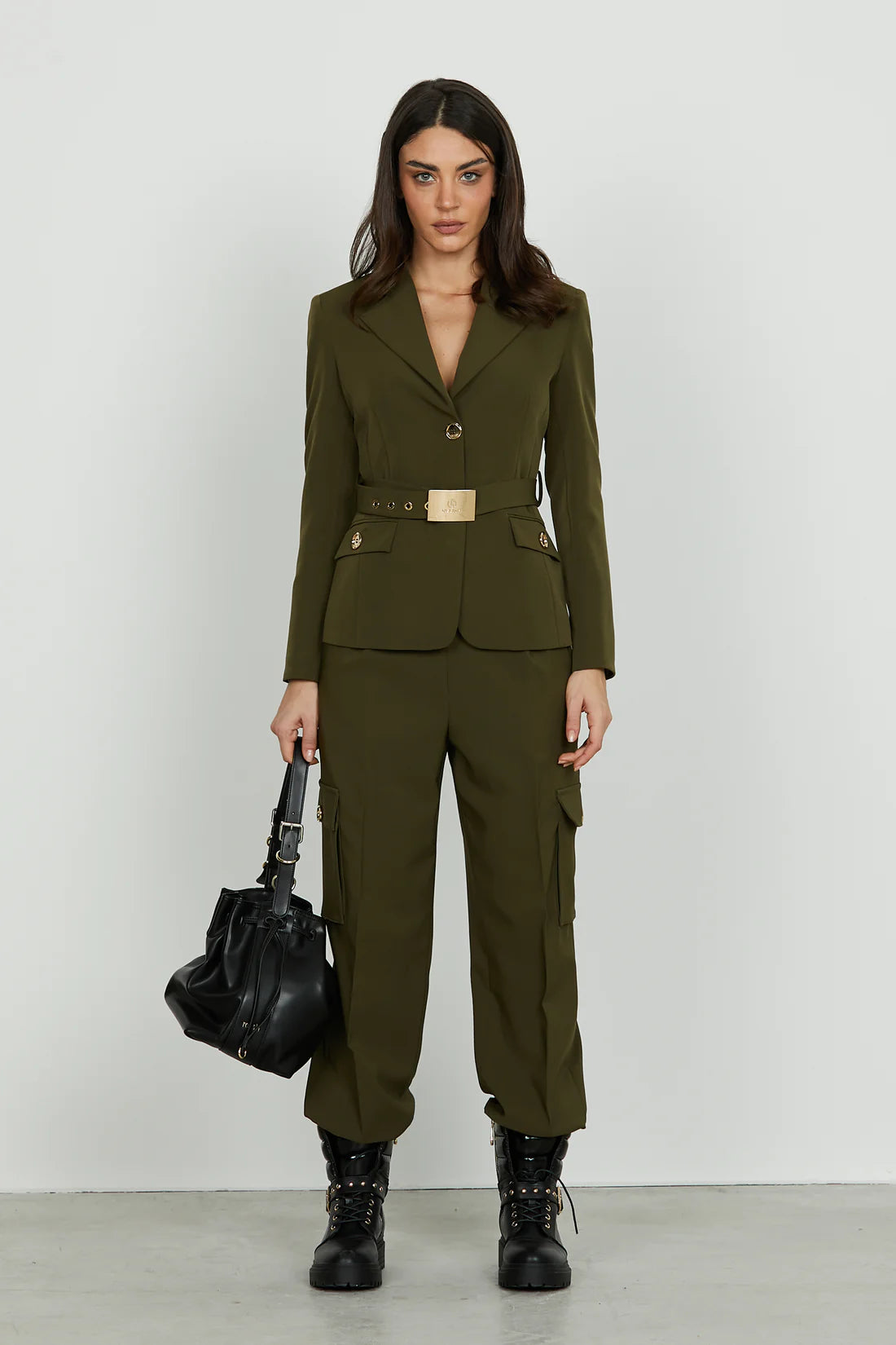 Panta TECLANA vita alta con elastico più tasconi più tasche francesi più pieghe RELISH