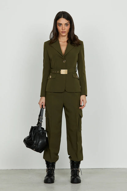 Panta TECLANA vita alta con elastico più tasconi più tasche francesi più pieghe RELISH