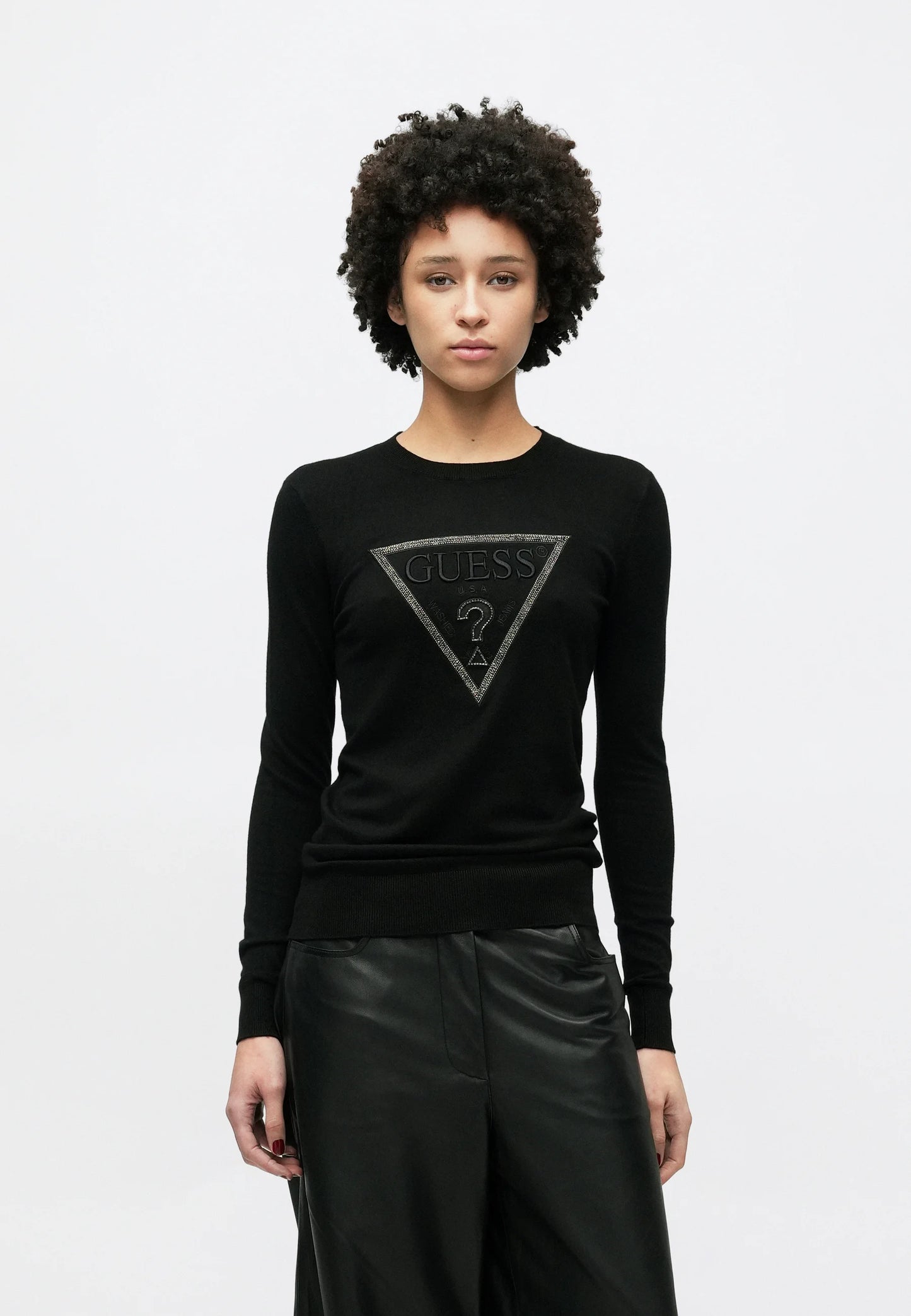 Guess SASHA TRIANGLE LOGO - Maglione - jet black
