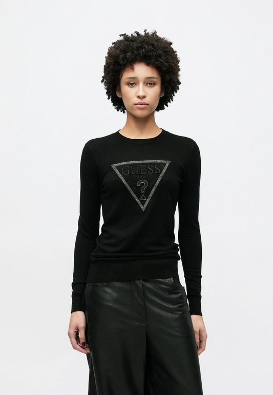 Guess SASHA TRIANGLE LOGO - Maglione - jet black