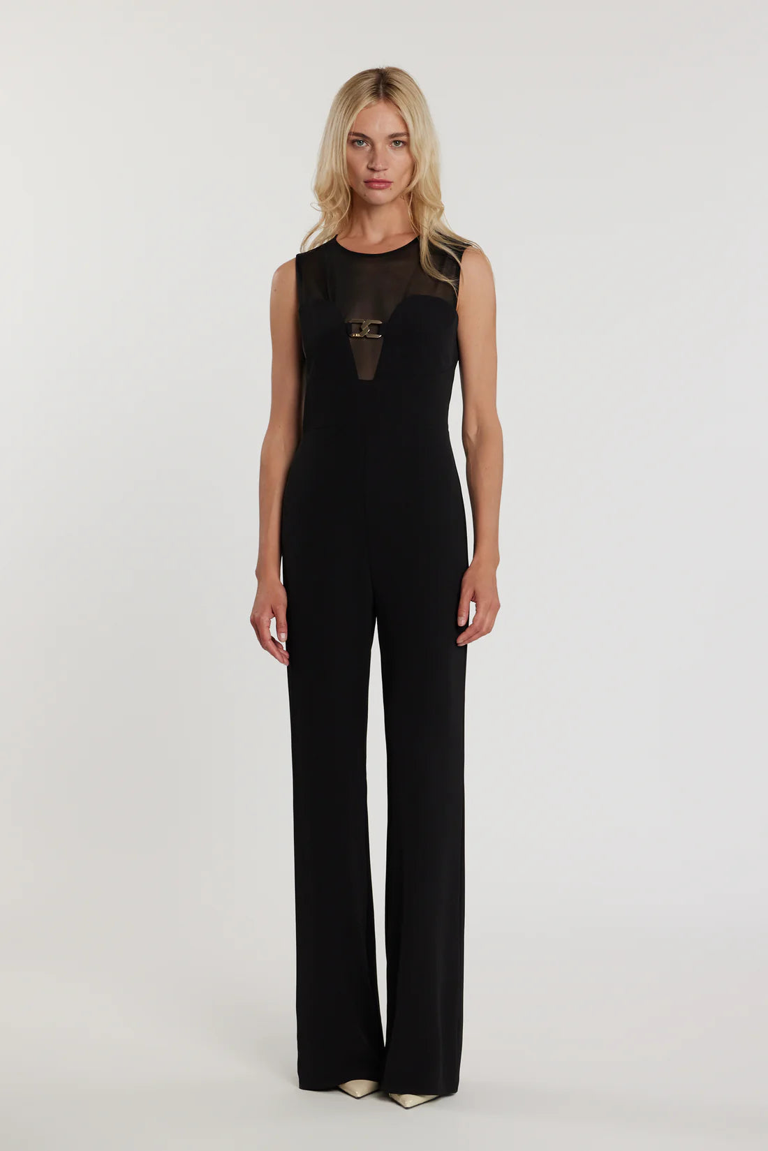 Relish Tuta AUDRAN lunga smanicata scollo a cuore con inserti tulle più passante logo