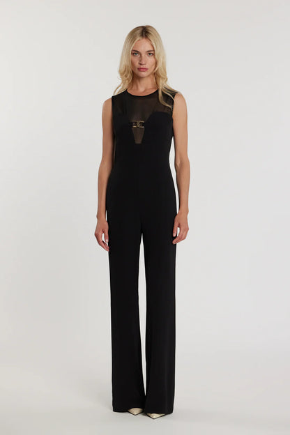 Relish Tuta AUDRAN lunga smanicata scollo a cuore con inserti tulle più passante logo